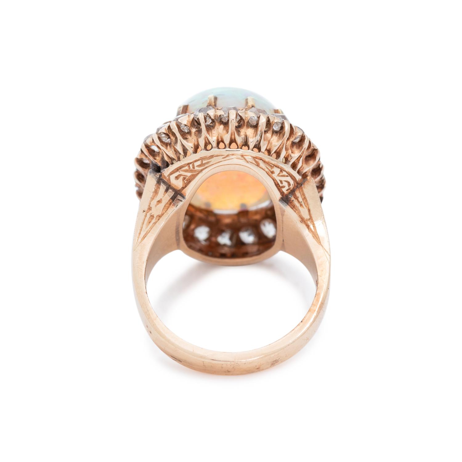ANTIQUE, OPAL AND DIAMOND RING