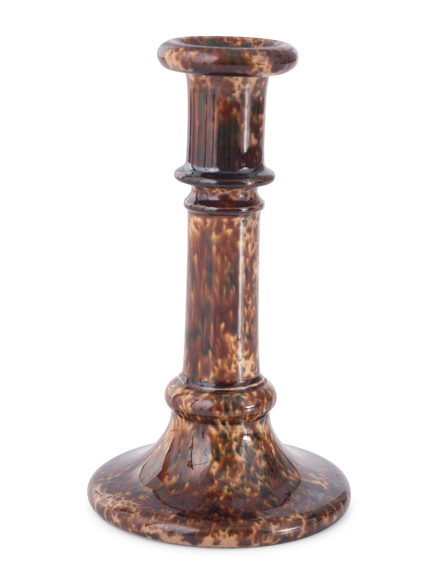 Five Rockingham Glaze Candlesticks