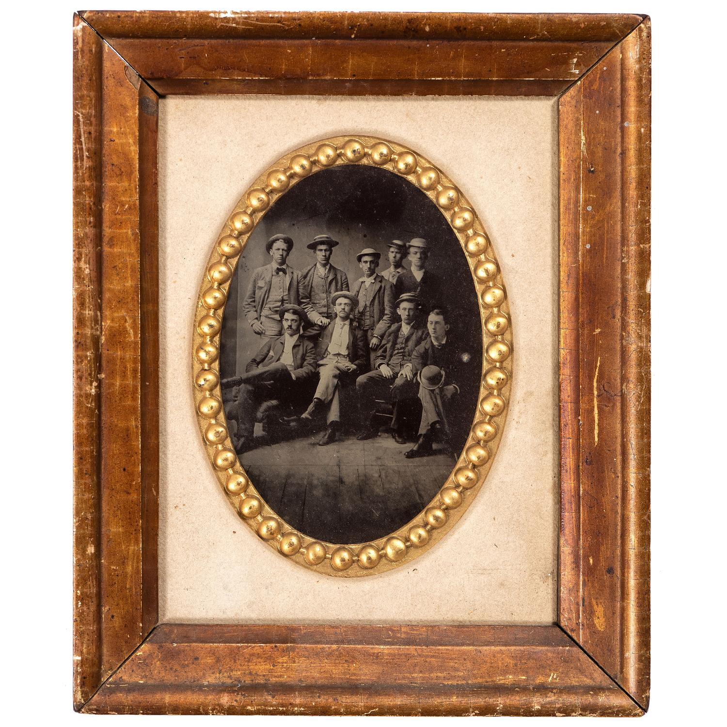 [EARLY PHOTOGRAPHY - PORTRAITURE]. A group of 2 tintype portraits of large groups of people, comprising: