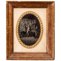 [EARLY PHOTOGRAPHY - PORTRAITURE]. A group of 2 tintype portraits of large groups of people, comprising:
