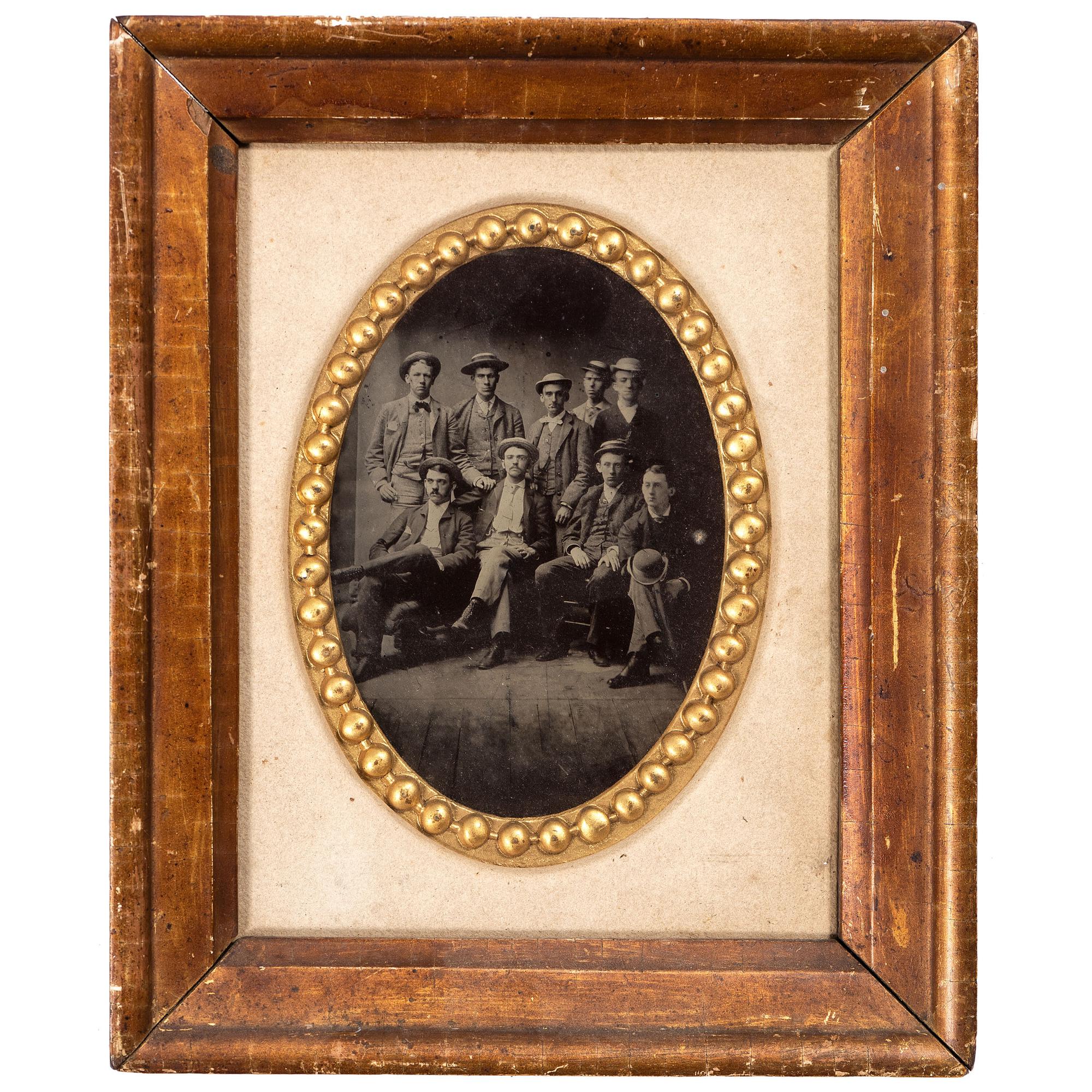 [EARLY PHOTOGRAPHY - PORTRAITURE]. A group of 2 tintype portraits of large groups of people, comprising: