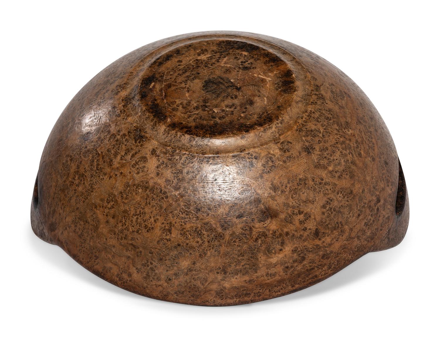 A Fine Turned and Carved Bird's Eye Burl Maple Bowl