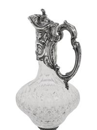 A Portuguese Silver Mounted Cut Glass Claret Jug
