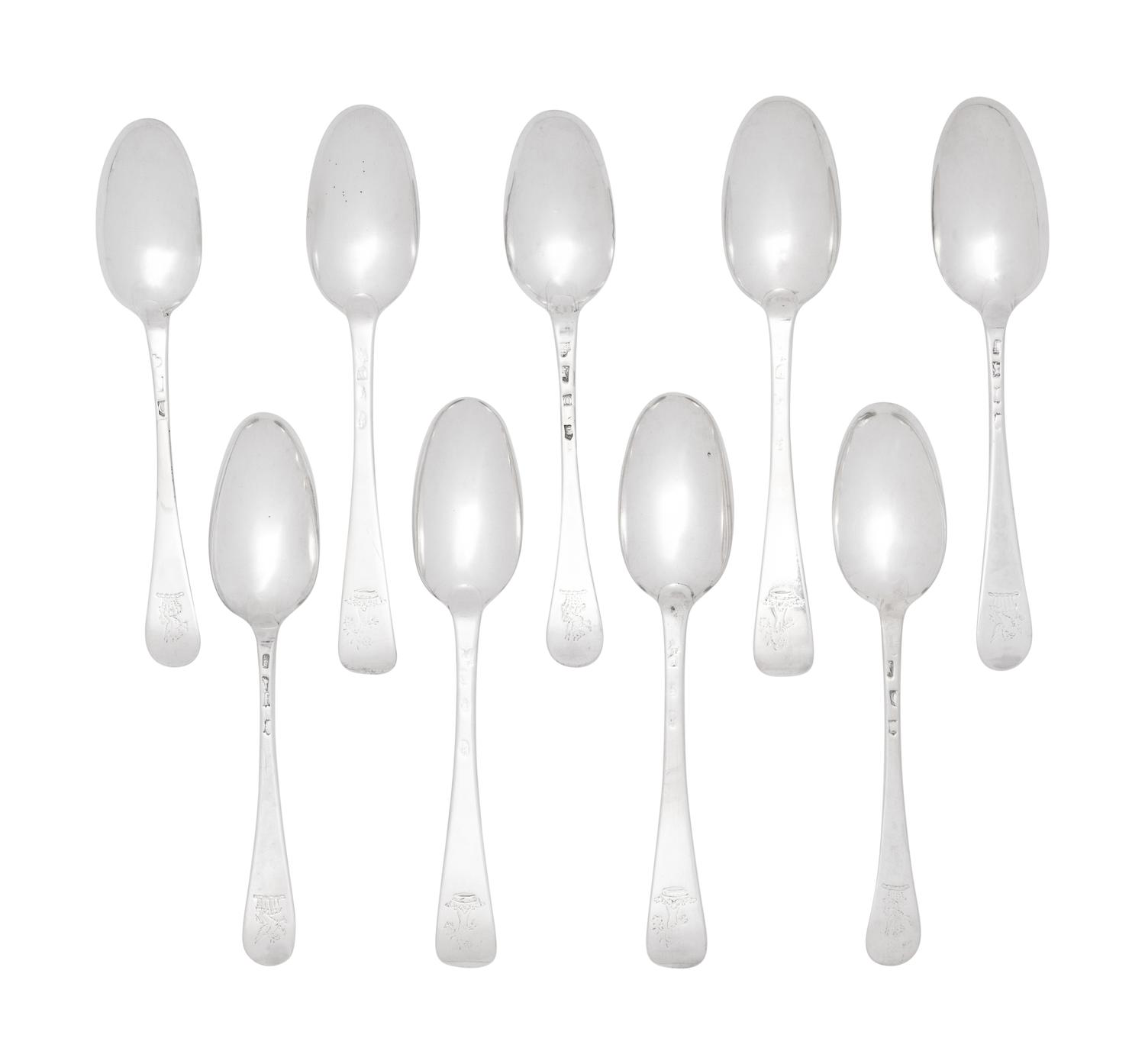 A Group of Eighteen Irish Silver Soup Spoons