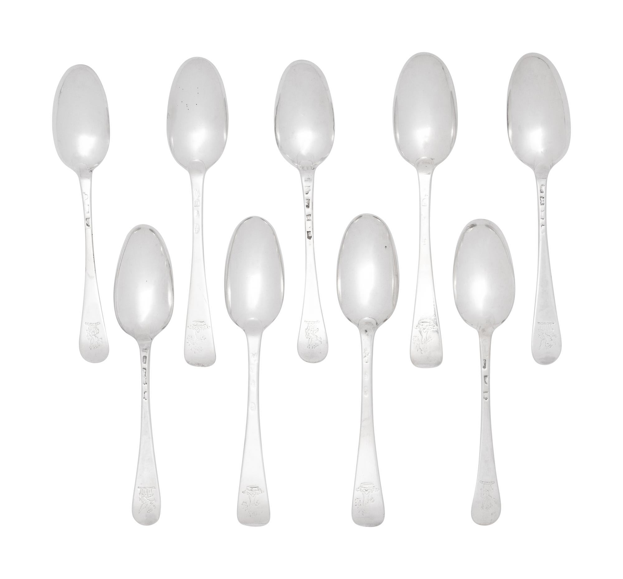 A Group of Eighteen Irish Silver Soup Spoons