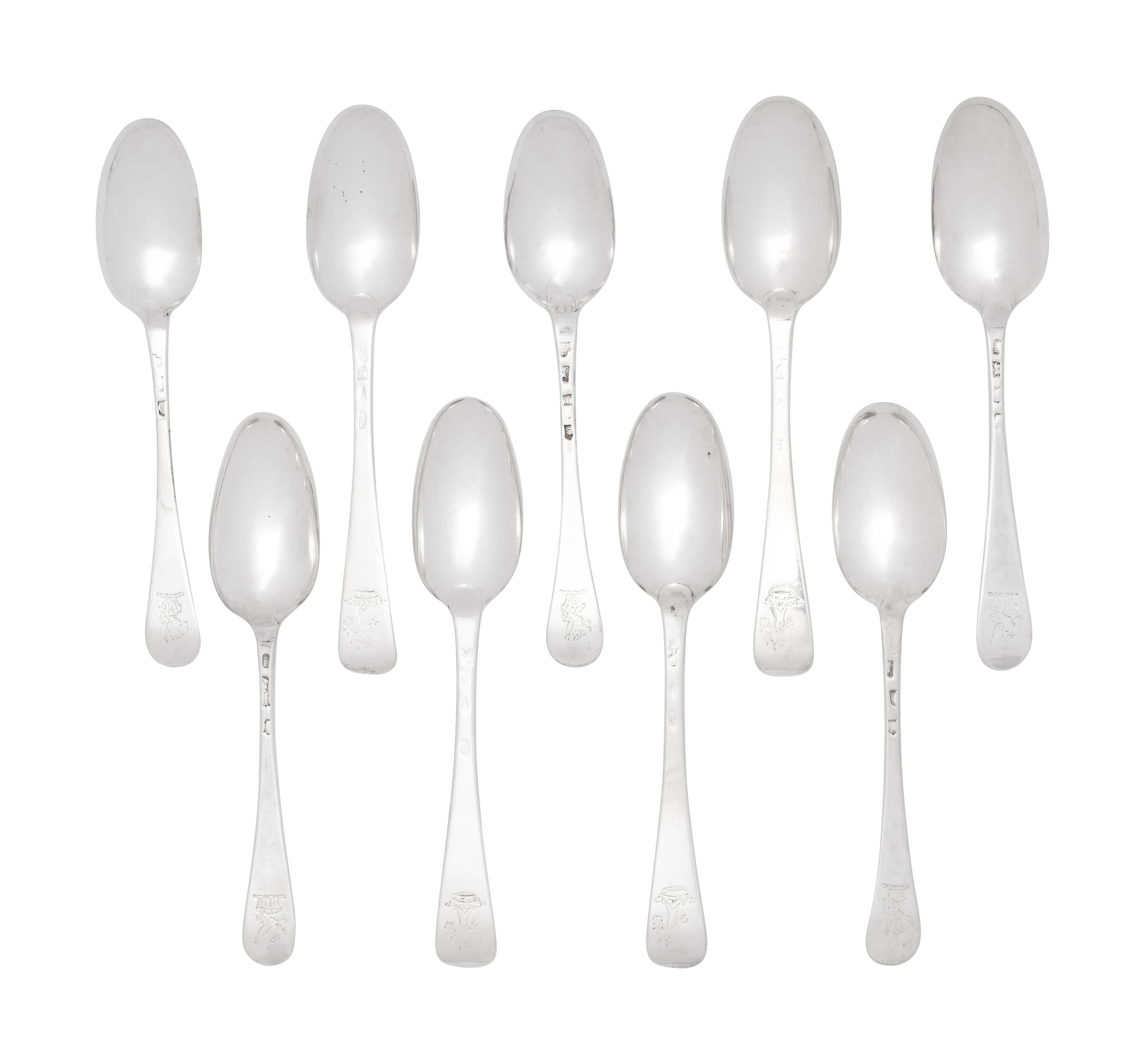 A Group of Eighteen Irish Silver Soup Spoons