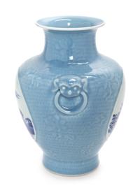 A Chinese Clair-de-Lune Ground Underglaze Blue Porcelain Zun Vase