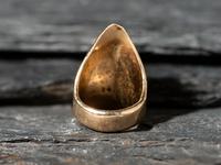 Bisbee Turquoise and 14K Gold Tufa Cast Shield Ring
