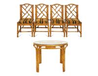 A Maguire Rattan Table and Four Chairs
