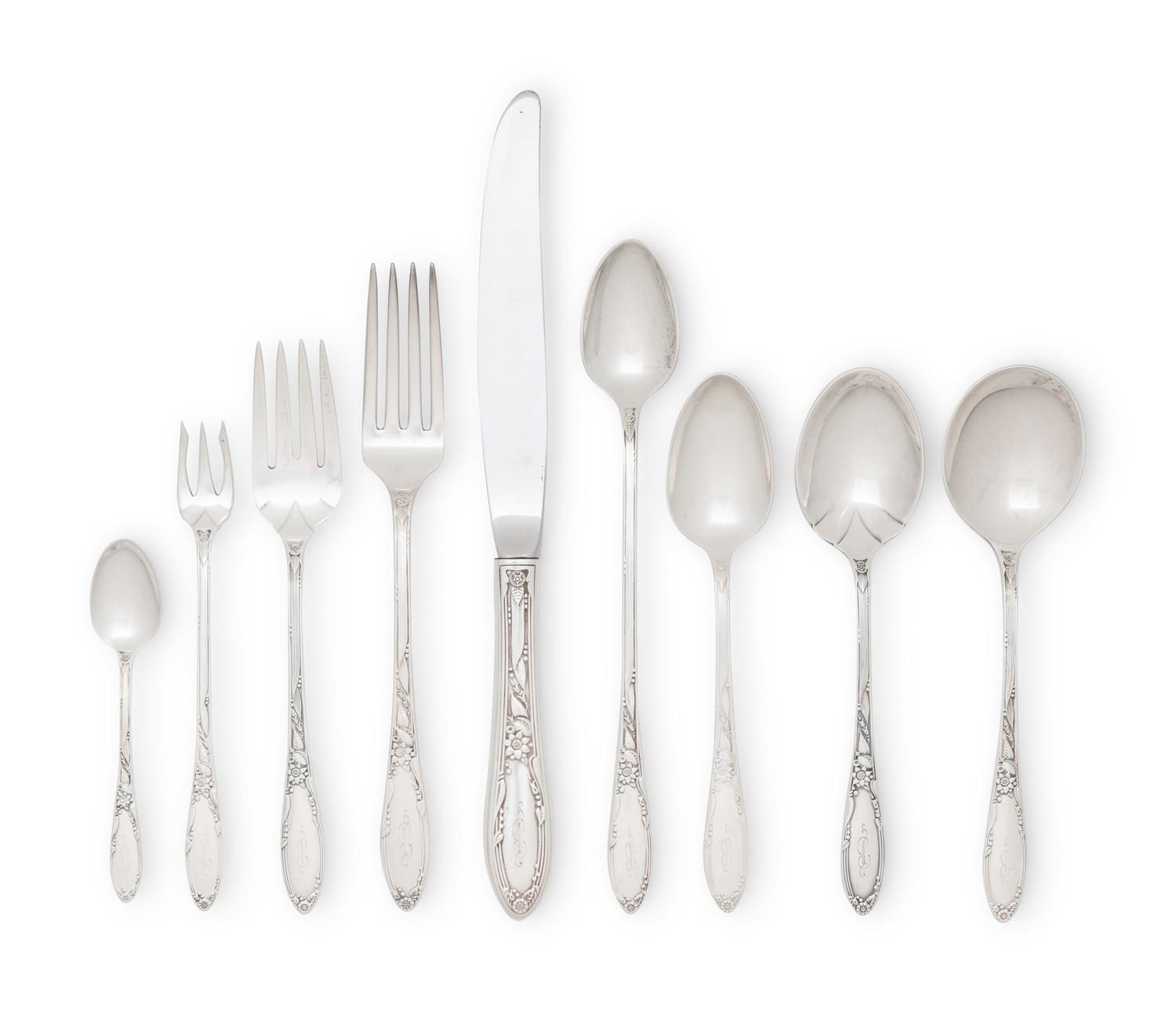 An Assembled George III Silver Flatware Service