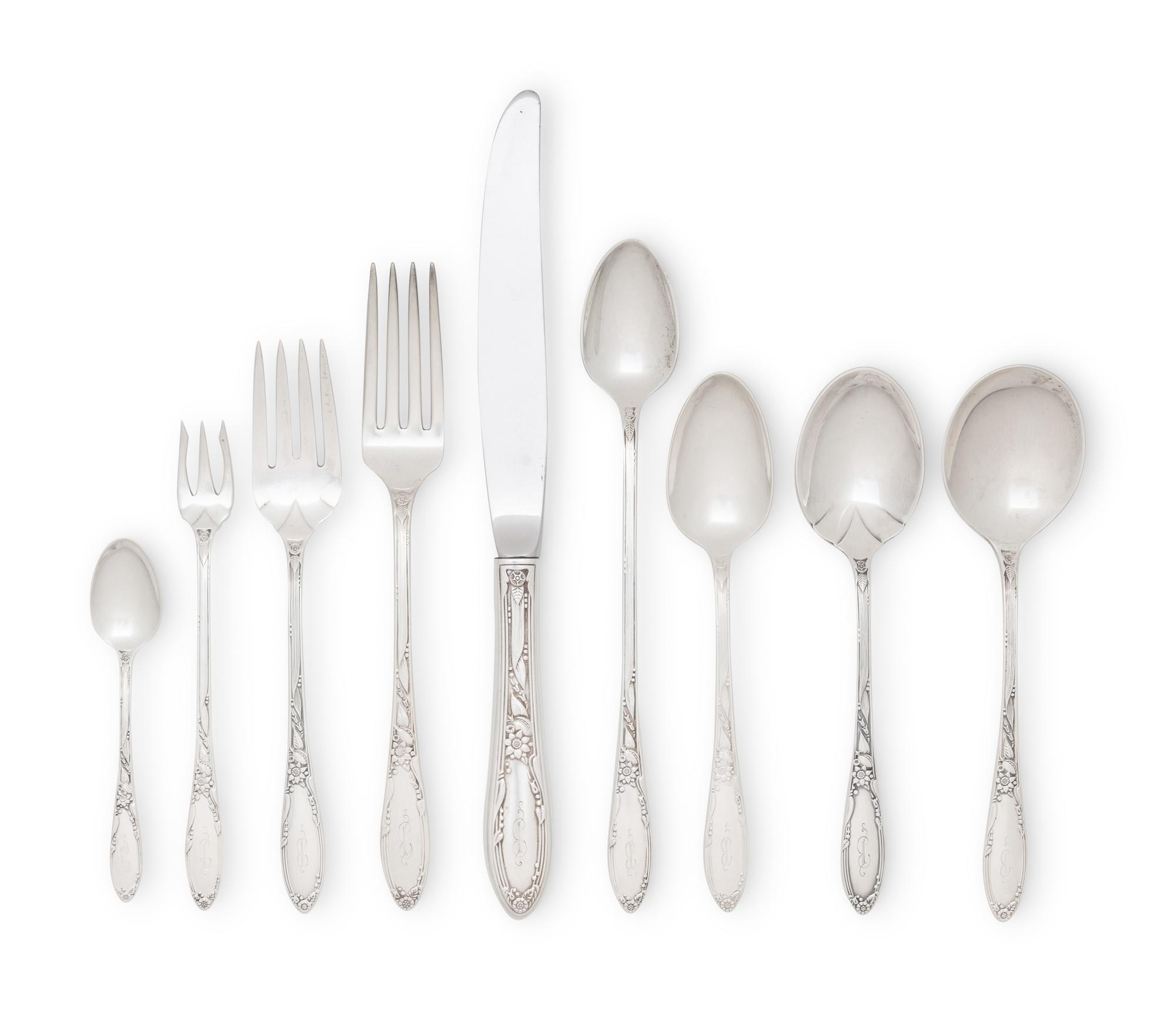 An Assembled George III Silver Flatware Service