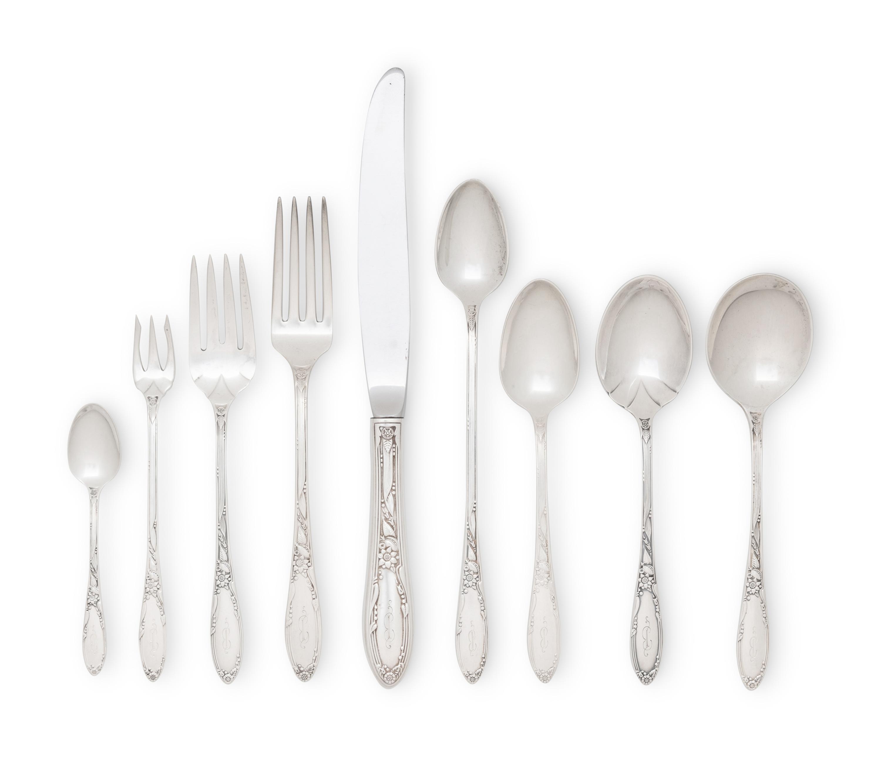 An Assembled George III Silver Flatware Service