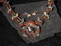 Zuni Avian Squash Blossom Necklace and Earrings