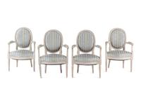 A Set of Four Louis XVI Grey-Painted Fauteuils