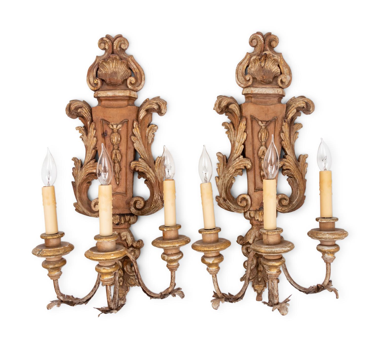 A Pair of Italian Painted Sconces