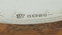 A Victorian Oak, Silver-Plate and Silver Serving Tray, Fenton Brothers, Sheffield, 1883, of handled oval form, together with four glass