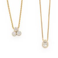 Two Yellow Gold and Diamond Anklets