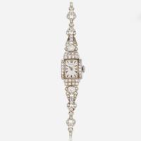 A Ladies Platinum and Diamond Art Deco Hamilton Bracelet Watch