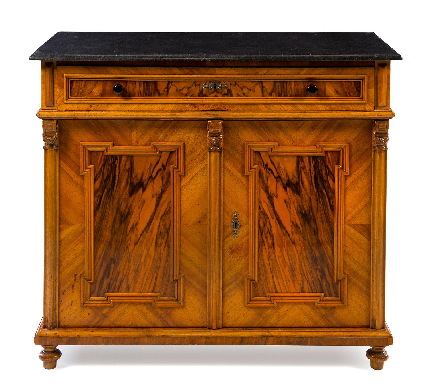 A German or Austrian Walnut Cabinet Height 37 x width 42 x depth 21 inches. — 19TH CENTURY