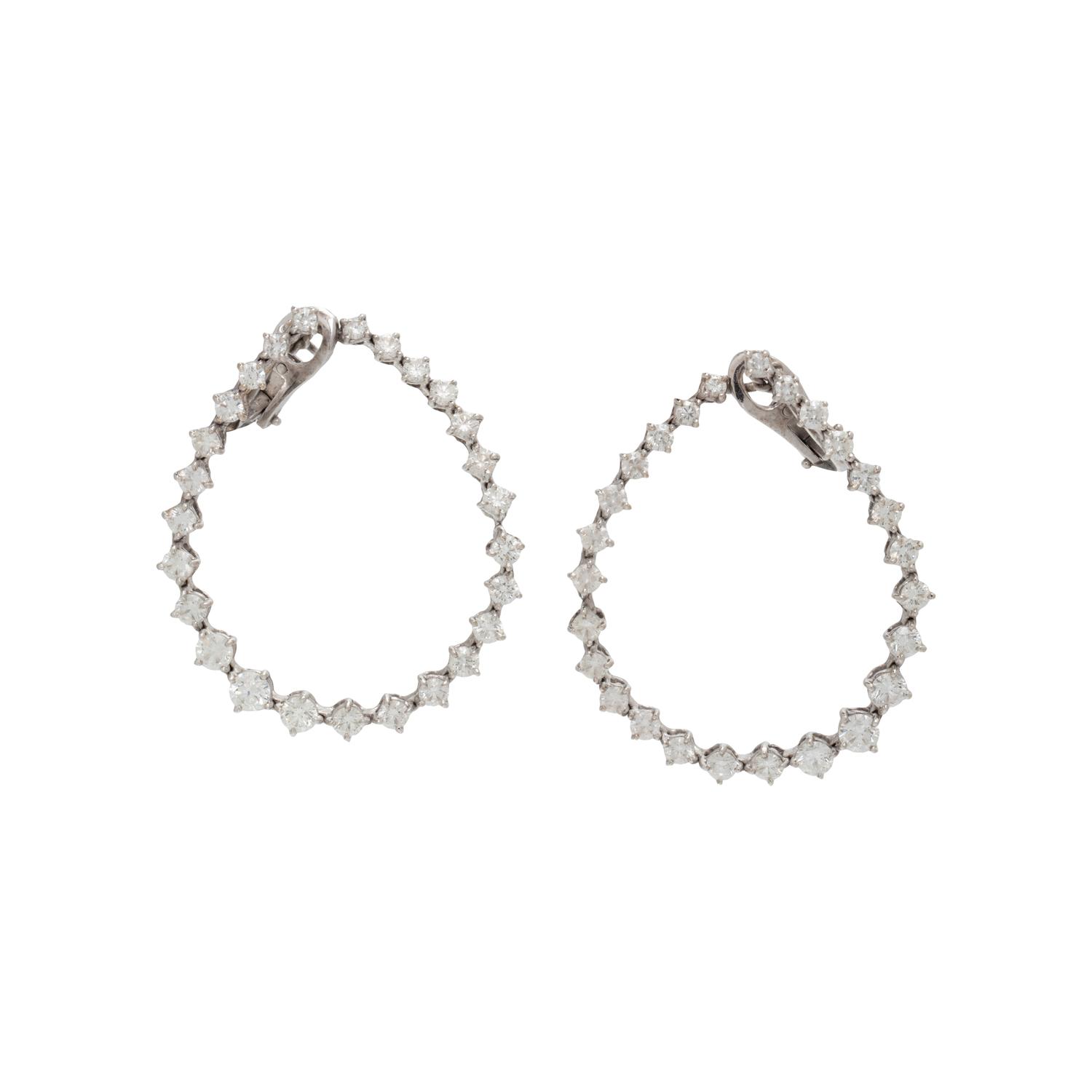 DIAMOND AND WHITE GOLD HOOP EARRINGS