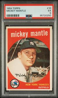 A 1959 Topps Mickey Mantle Baseball Card No. 10 (PSA 5 EX)