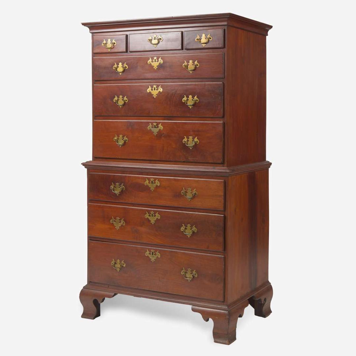 A Chippendale walnut chest-on-chest Probably Philadelphia, PA, circa 1770