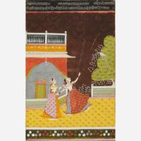 Group of three Indian miniature paintings 18th - 19th century or later