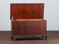 A Country Red and Grain Painted Poplar Blanket Chest