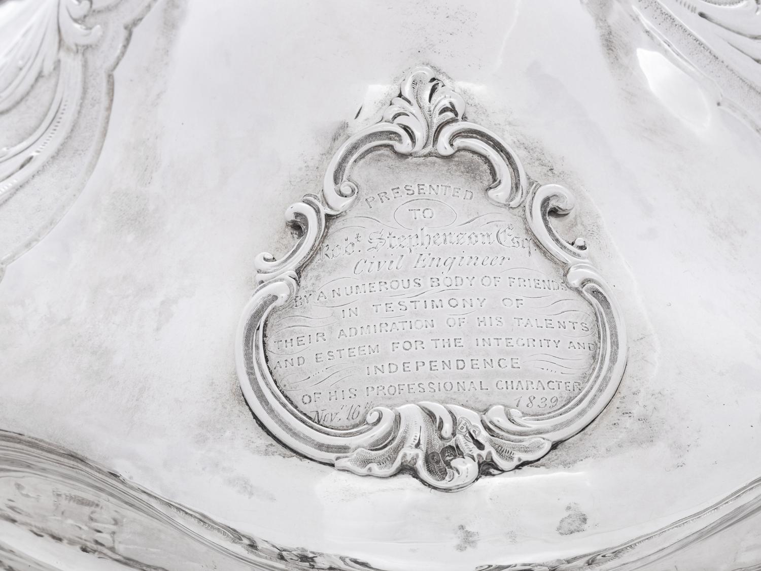 An Important Victorian Silver Presentation Covered Serving Dish of British Railroad Interest