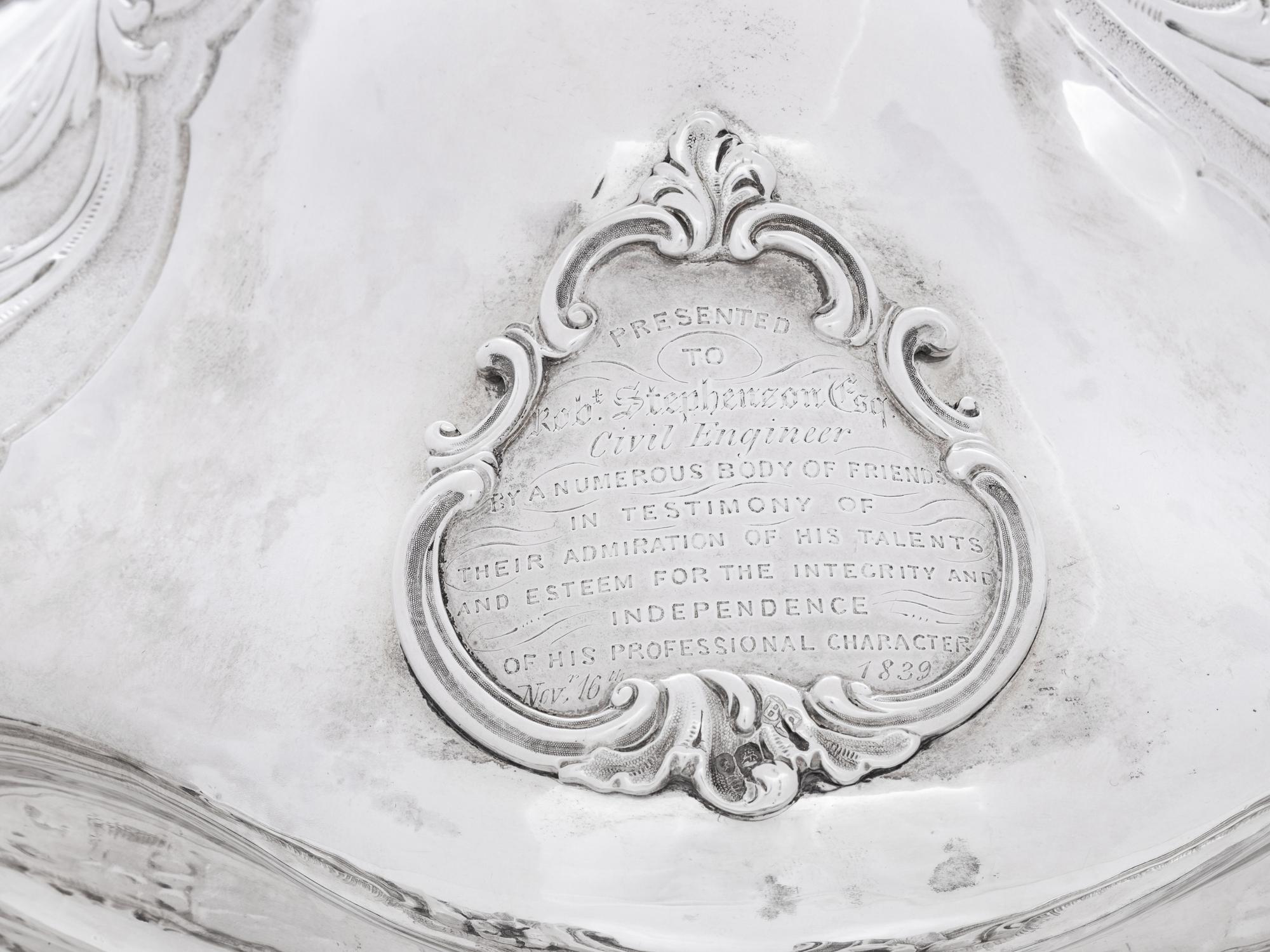 An Important Victorian Silver Presentation Covered Serving Dish of British Railroad Interest