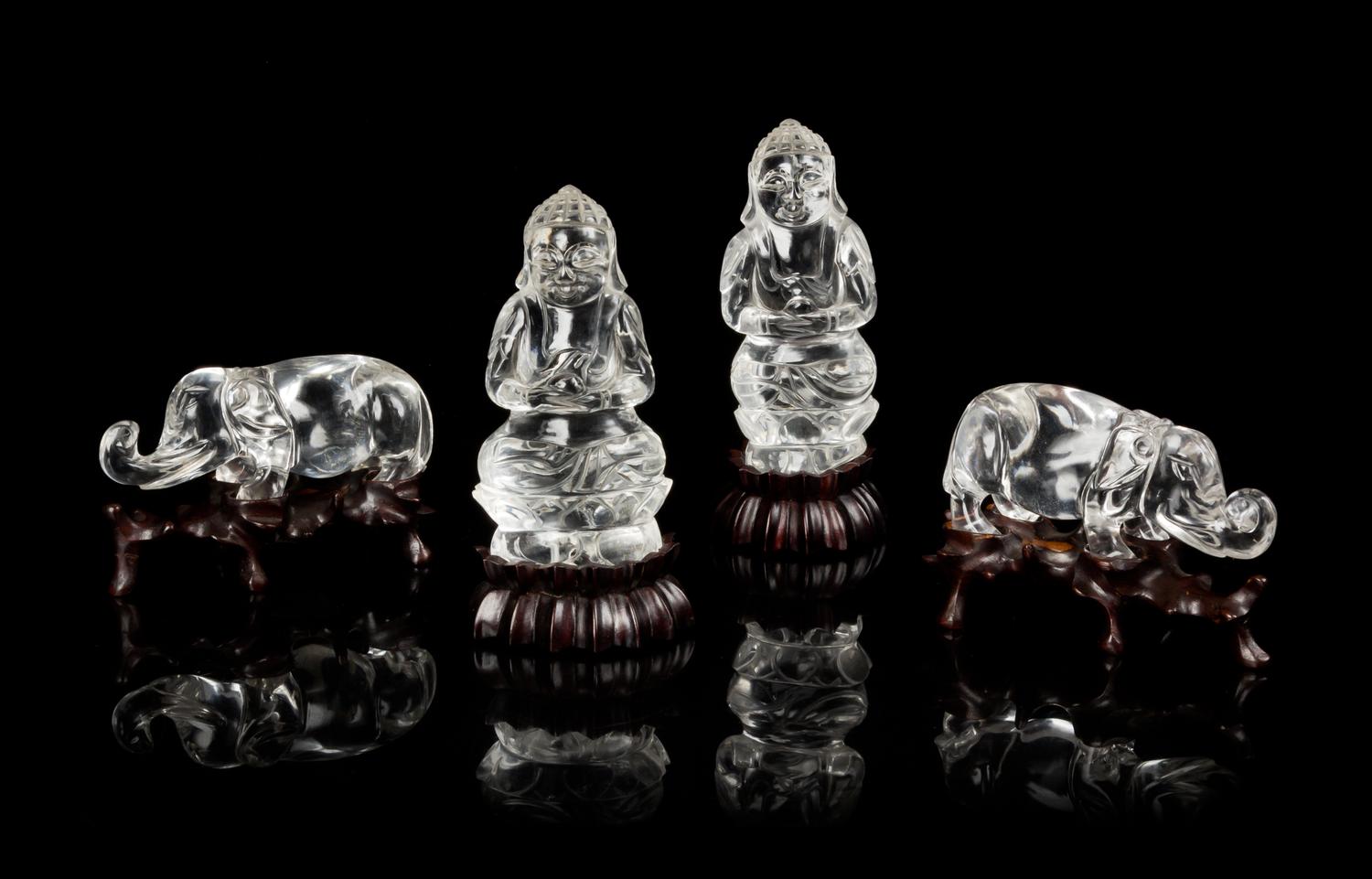 Four Rock Crystal Figures Height 3 1/4 inches. — EARLY 20TH CENTURY
