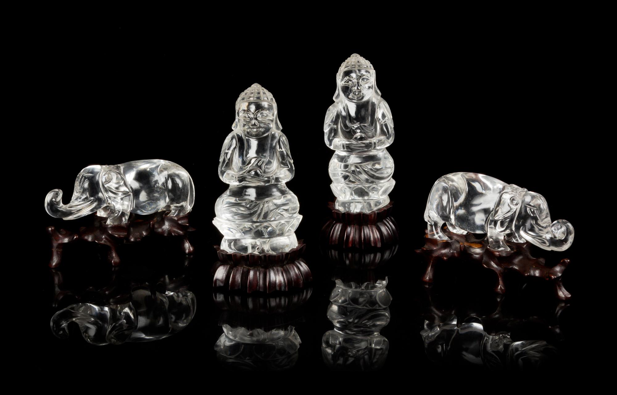 Four Rock Crystal Figures Height 3 1/4 inches. — EARLY 20TH CENTURY