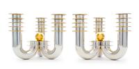 Jean E. Puiforcat (French, 1897-1945), PARIS, c. 1937, a pair of Art Deco silver and silver-gilt candelabras