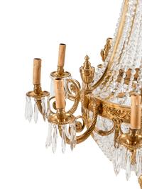 A Pair of French Neoclassical Style Gilt Bronze Chandeliers