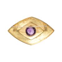 DE VROOMEN, AMETHYST AND ENAMEL BROOCH