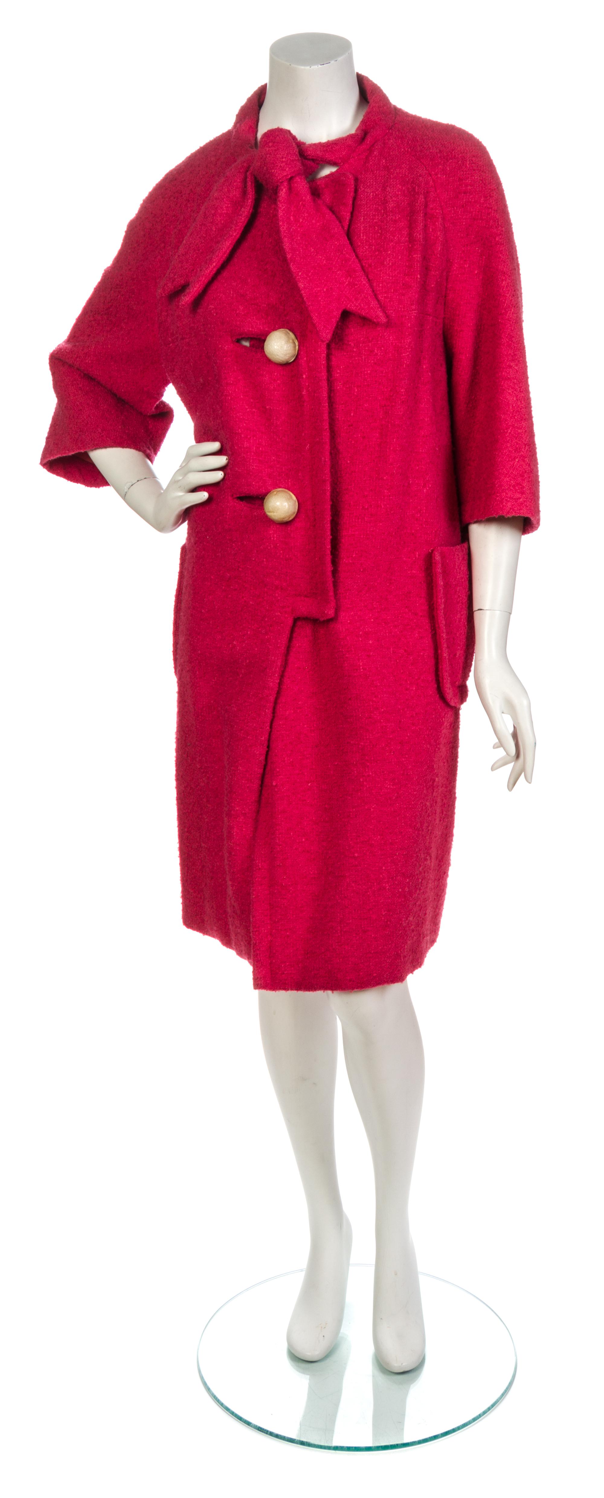 A Pierre Cardin Shocking Pink Boucle Coat,