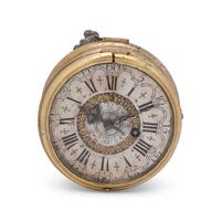 A German Gilt Metal and Silvered Brass Table Clock