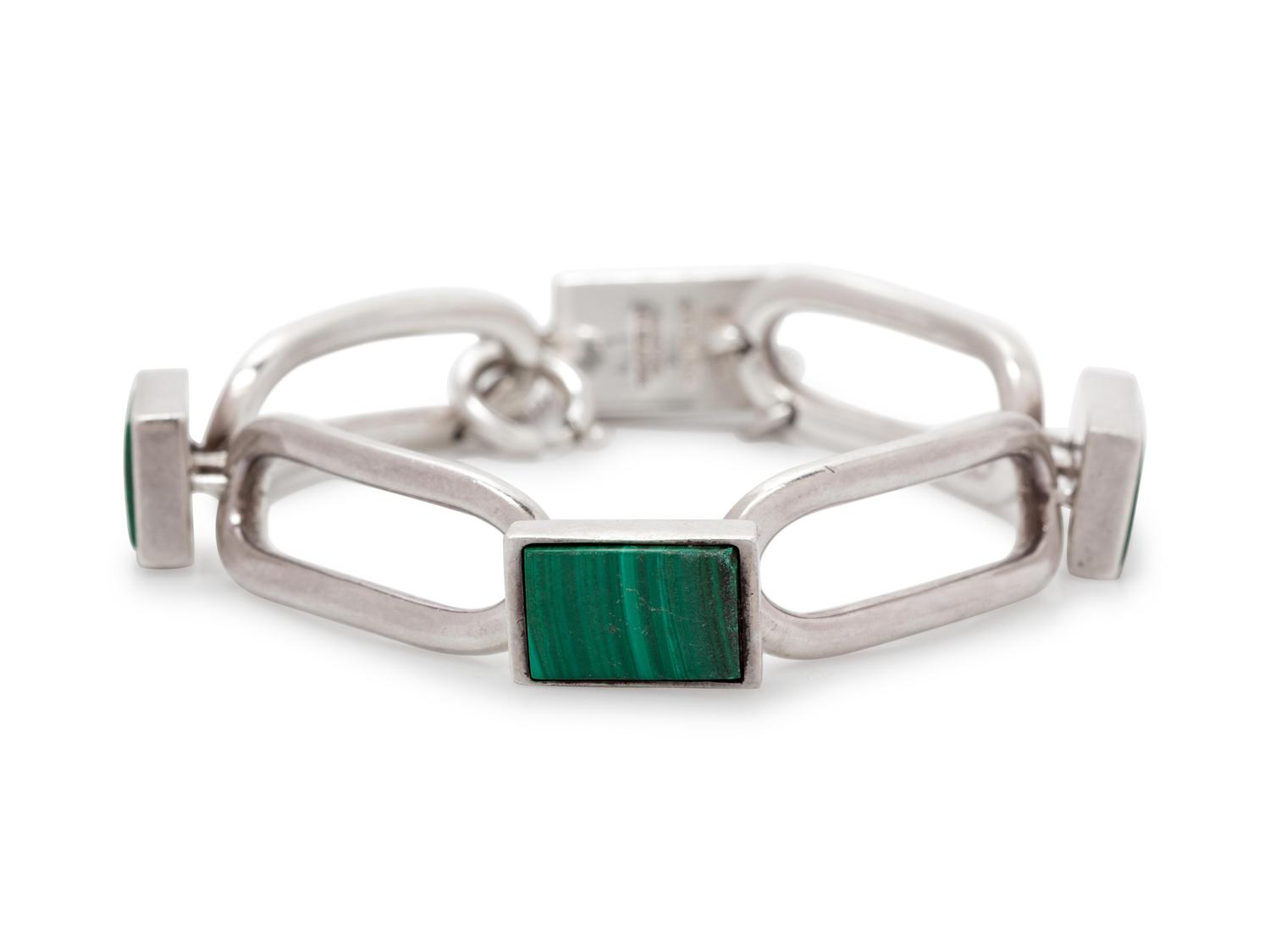 A Sterling Silver and Malachite Bracelet, Henning Ulrichsen,