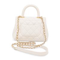 Chanel, Mini Top Handle Flap Bag in White Caviar Leather