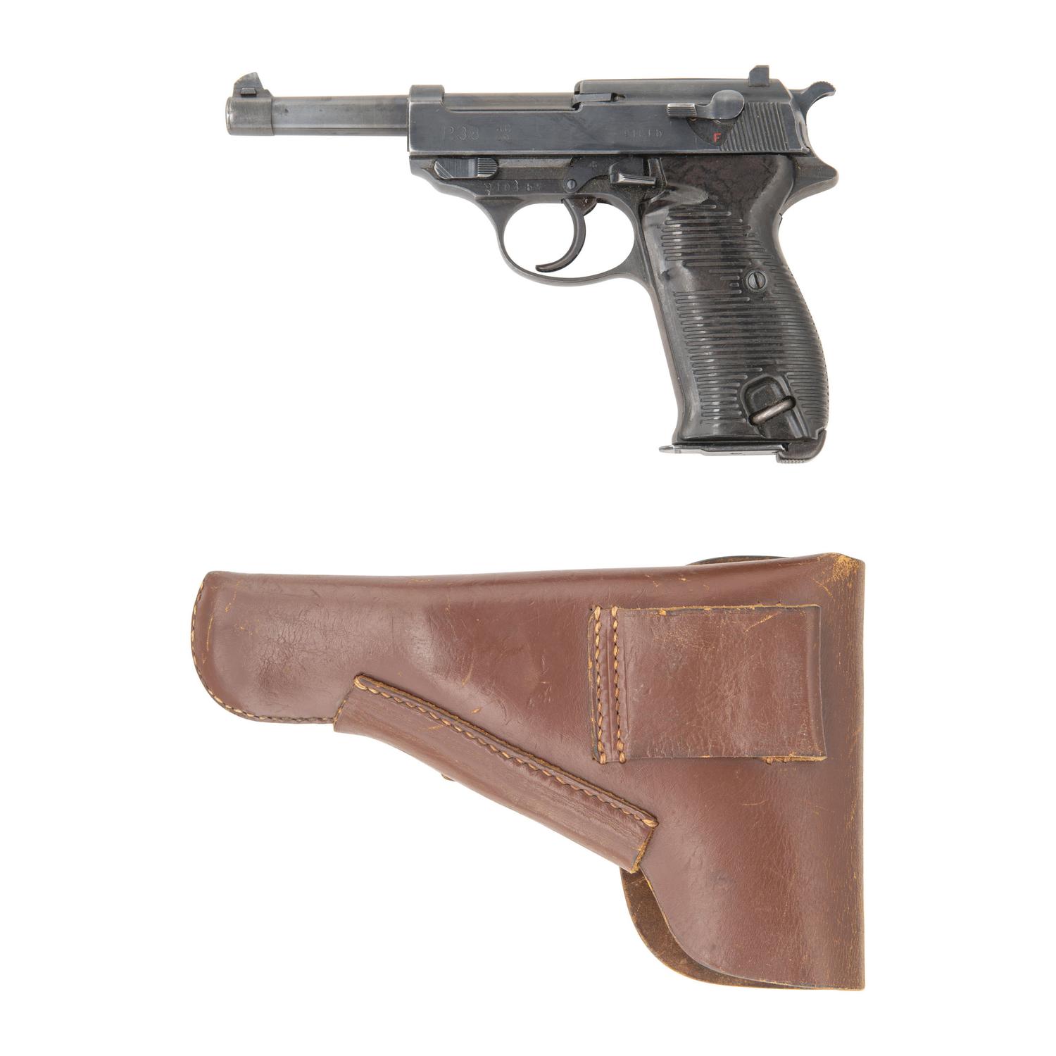 **ac42 Code P38 Pistol in Modern Display Case with Period Holster and Two Magazines