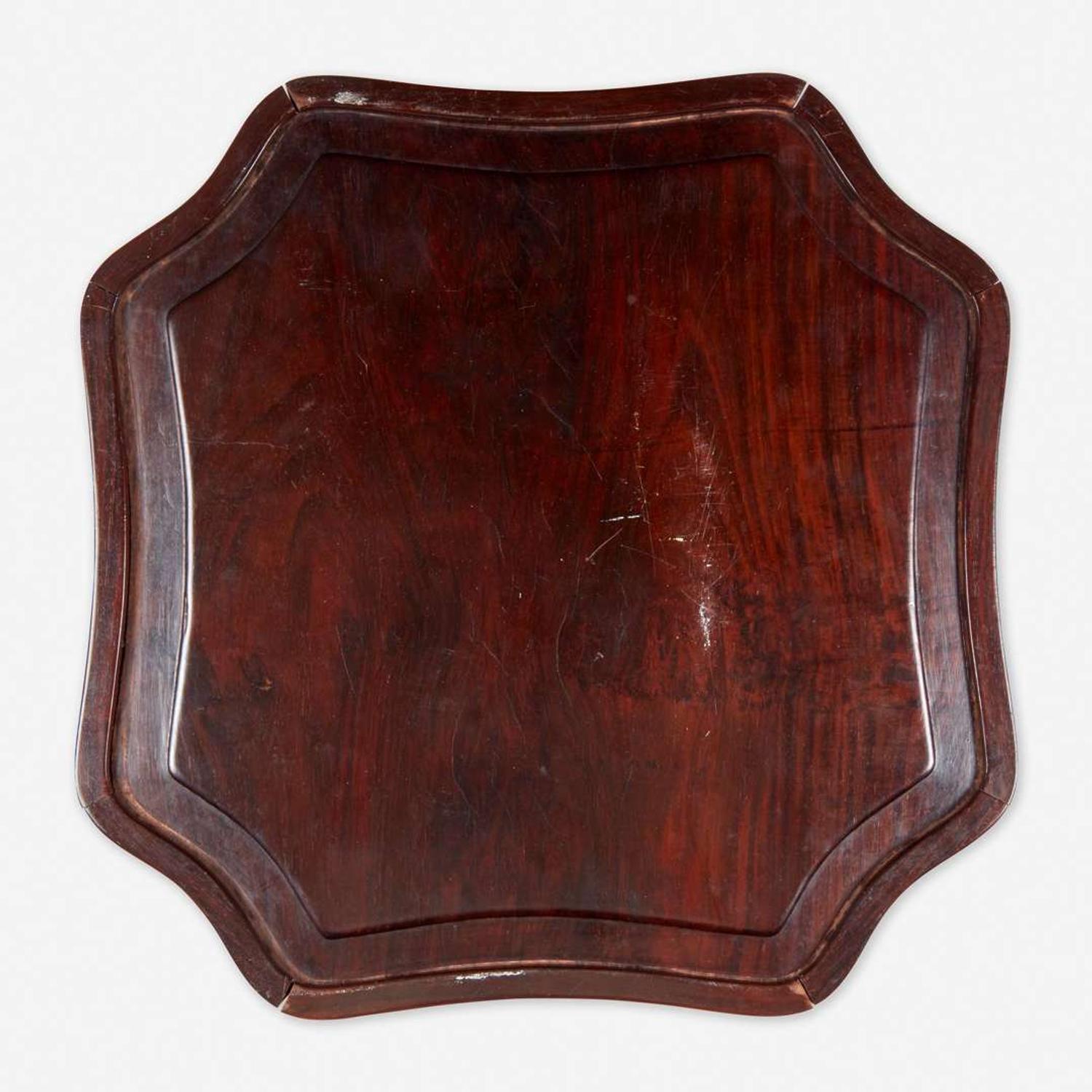 A Chinese carved hardwood floriform tray 硬木雕托盘 Qing Dynasty ?