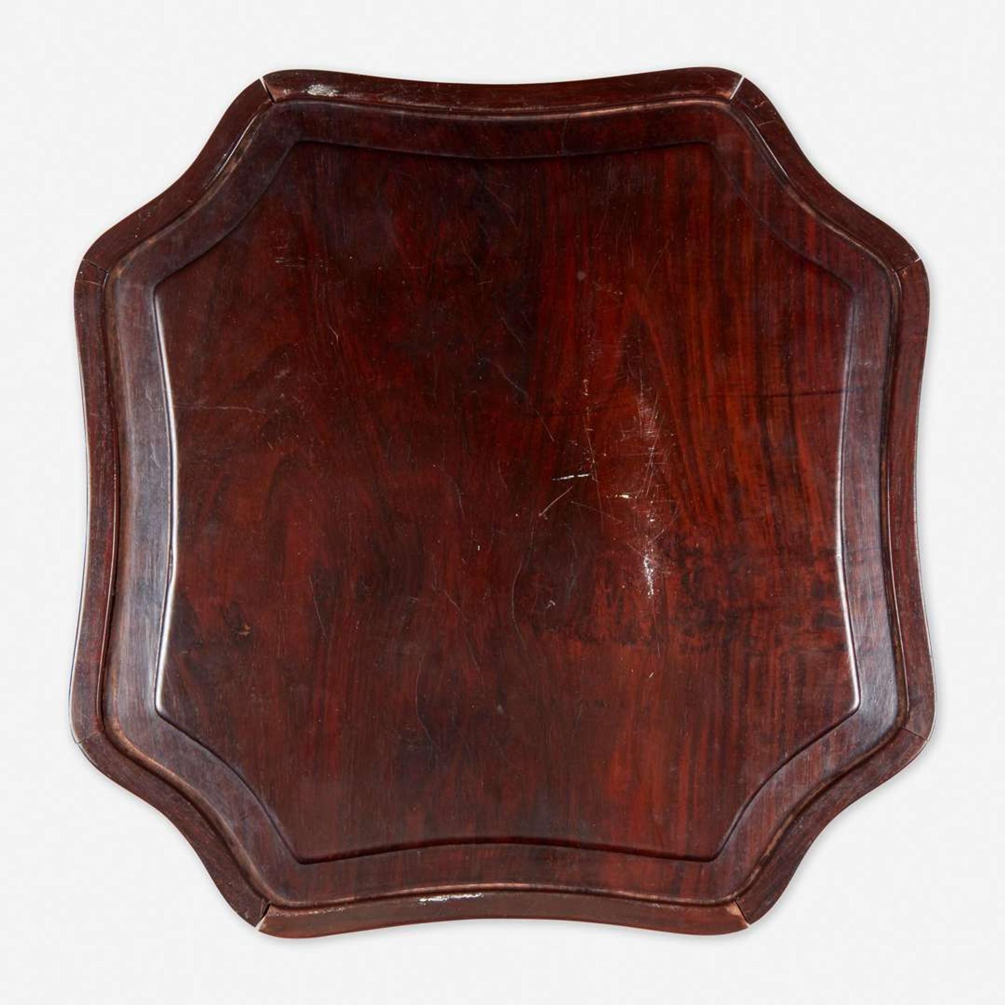 A Chinese carved hardwood floriform tray 硬木雕托盘 Qing Dynasty ?