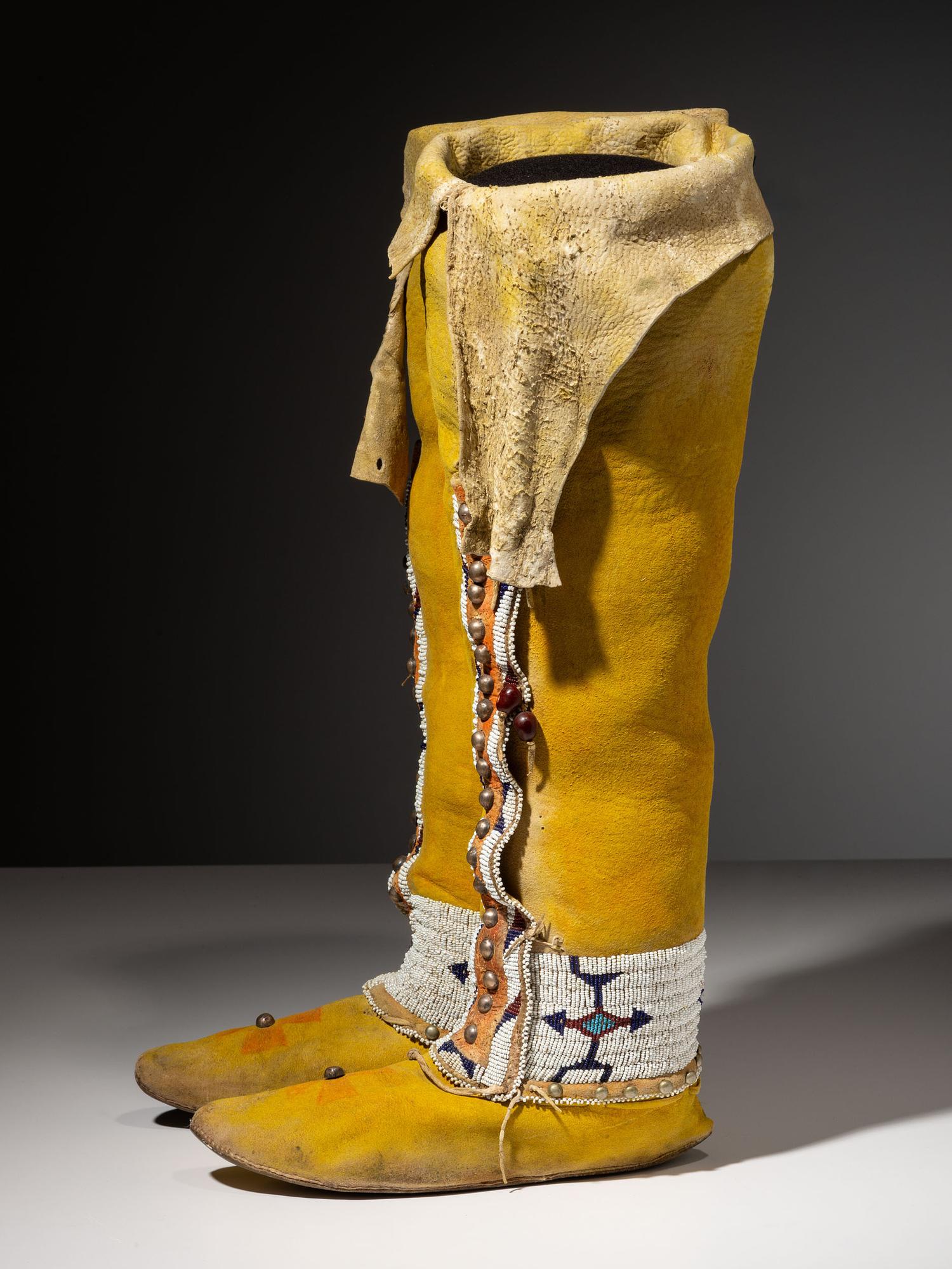 Arapaho Beaded Hide Leggings and Moccasins