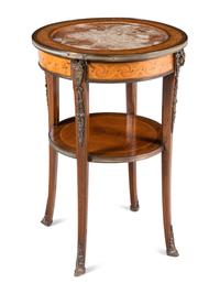 A Louis XVI Style Bronze Mounted Marquetry Side Table