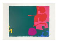 Interlocking Scarlet and Pink in Deep Green , 1970