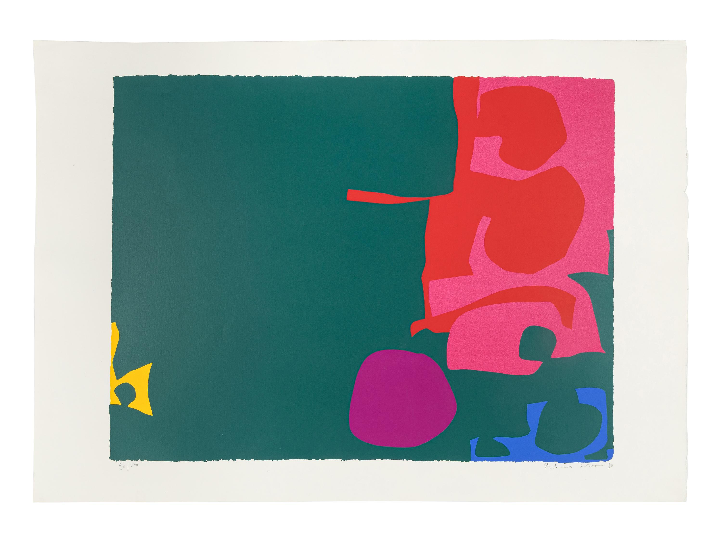 Interlocking Scarlet and Pink in Deep Green , 1970