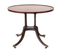 A Regency Style Oval Top Tea Table Height 28 3/4 x width 34 x depth 24 inches. — 20TH CENTURY
