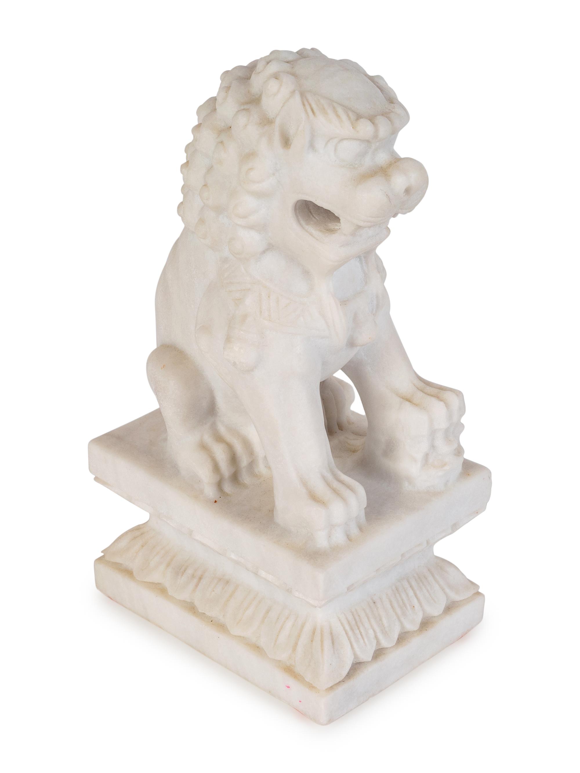 A Chinese Carved White Marble Fu-Lion — 20TH CENTURY