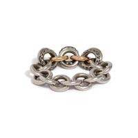 TRICOLOR GOLD AND DIAMOND CHAIN RING