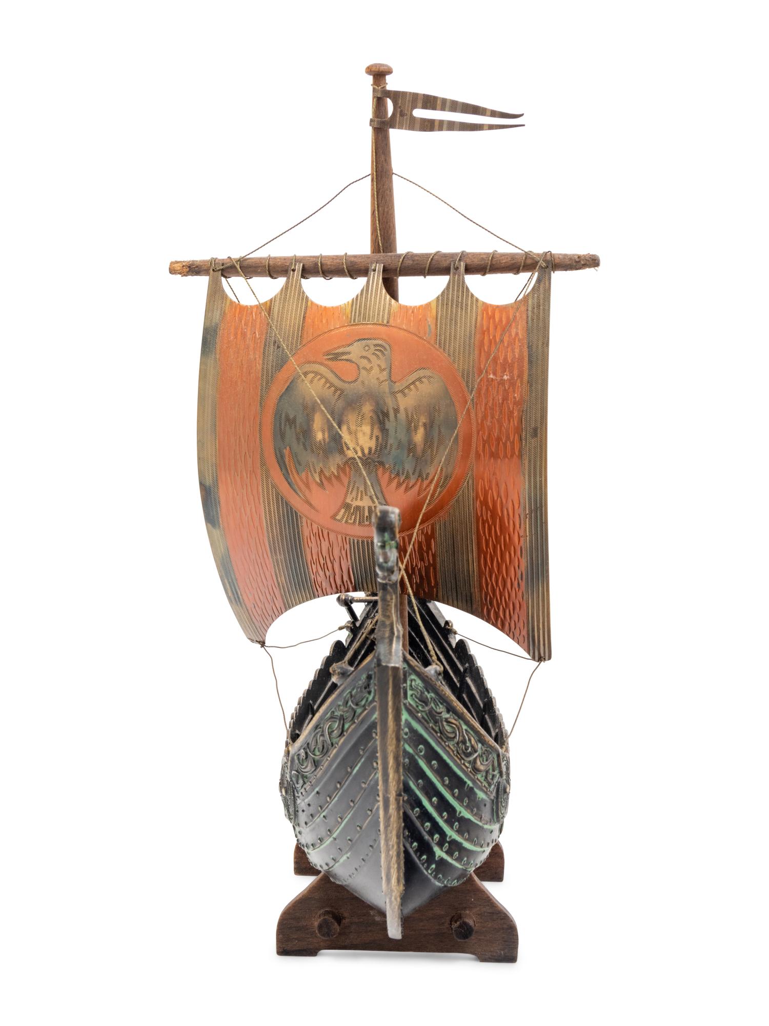 A Danish Bronze and Copper Model of a Langskip
